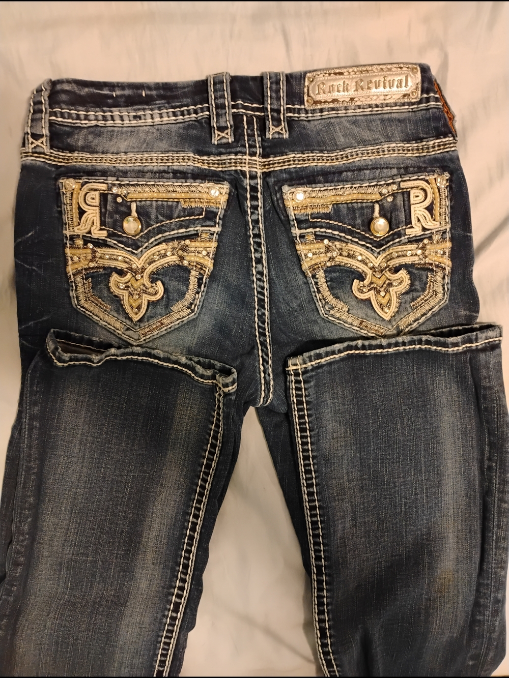 Rock Revival Women’s Dark Wash Embroidered Jeans - Dark Blue